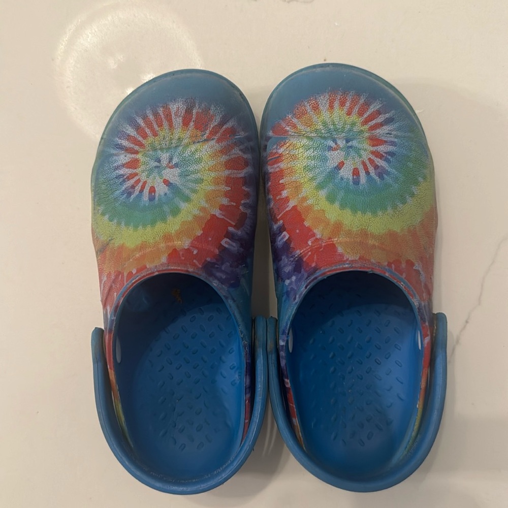 Tye-dye crocs size 10